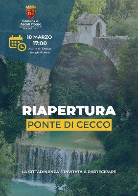 Riapertura Ponte di Cecco Riapertura Ponte di Cecco  Sabato 18 marzo Ponte di Cecco Ore 17   