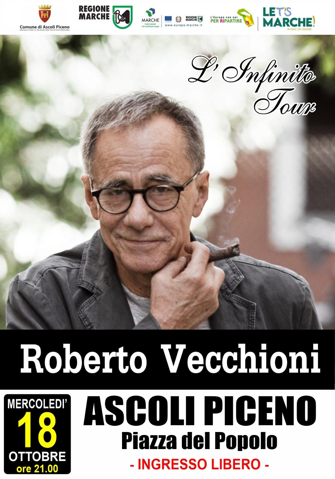 Mercoledì 18 ottobre Piazza del Popolo Ore 21.00   Roberto Vecchioni 